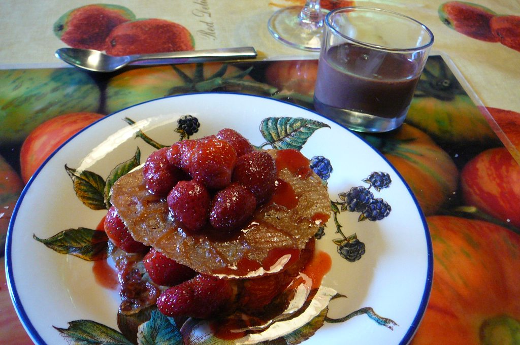 croustillant de fraise au chocolat et organge